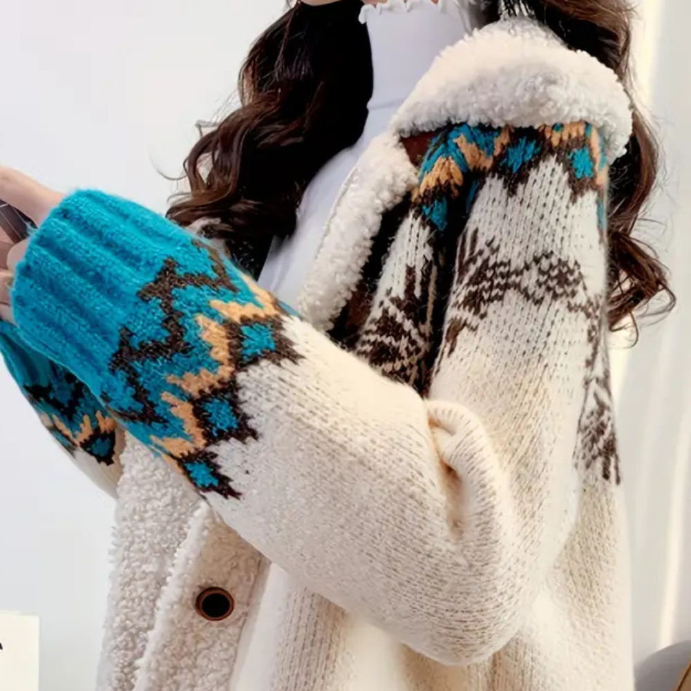 Soft Beige Knitted Cardigan for Women with Pockets